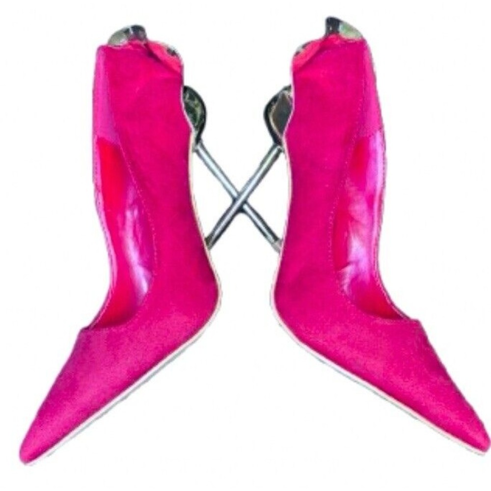 Unique Bud Heel Pointed Toe Pumps Stiletto Suede Leather Slip On Valentines‎ 6